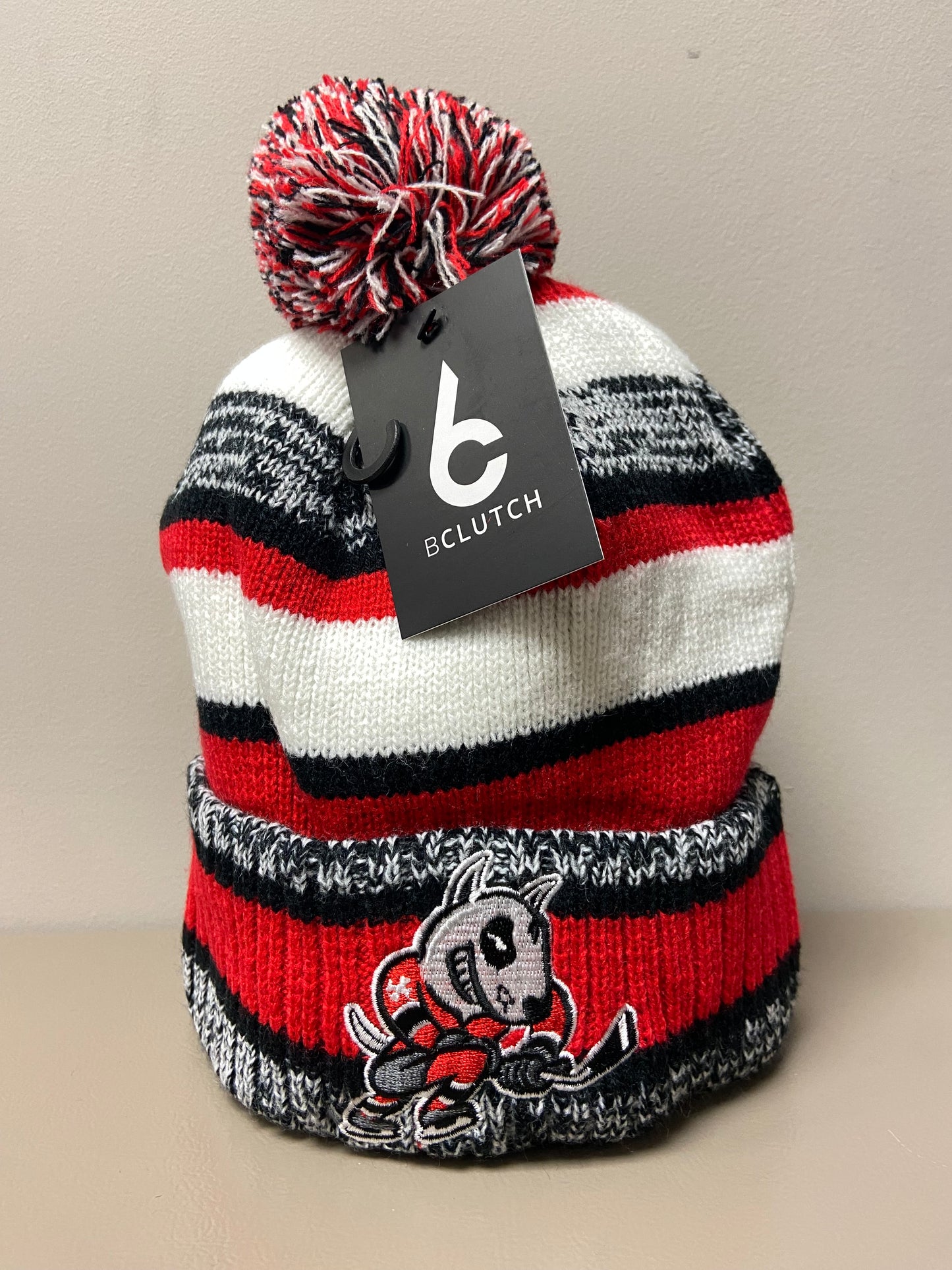 bClutch Striped Pom Pom Toque